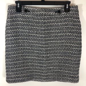 Loft Wool Buttoned Patterned Classic Skirt